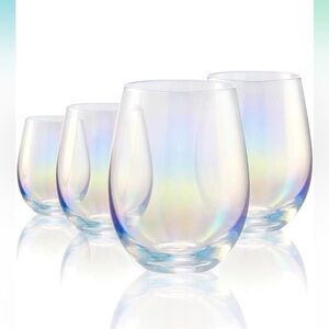 New in Box Circleware Radiance White Pearl Stemless Wine Glasses